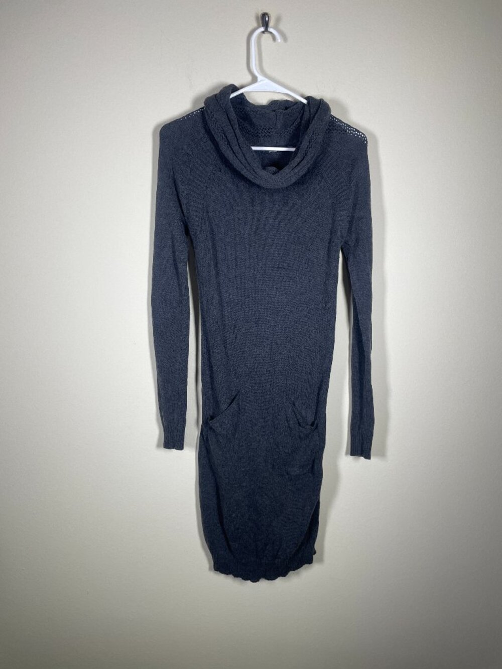 Prana Women's Long Sleeve Gray Cowl Neck Sweater Dress XS Pockets!